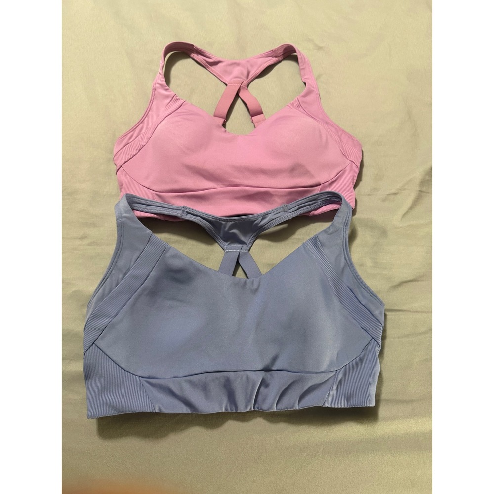Avia Women's Sports Bra Lot of 2 Size Large Pink Blue Racerback‎ Padded Athletic
